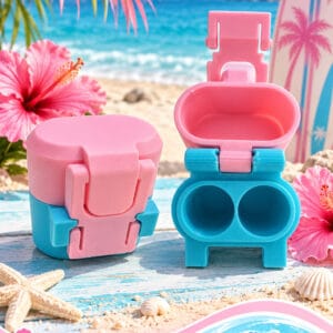 Coastal Peps 2 vial container pink and blue