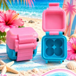 Coastal Peps 4 vial container pink and blue