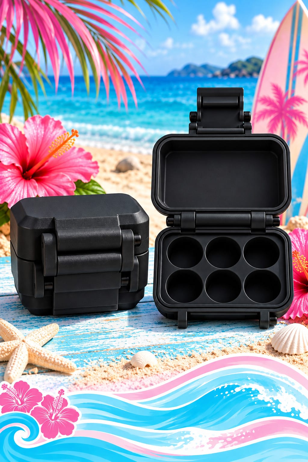 Coastal Peps 6 vial container black